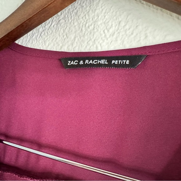 Half Zip Roll Tab Blouse Rioja Wine Zac & Rachel Petite Medium Style GT82LMQP7 - Picture 4 of 10